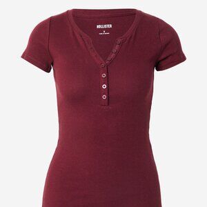 Hollister Burgundy Tshirt Henley